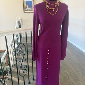 Elegant Purple Women's Sweater 2-Piece